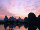 Mountains on the Li River at Sunrise  Yangshuo  China