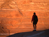 Silhouette of Hiker in Padre Bay  Lake Powell  Utah  USA