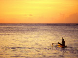 Pao-Pao Boat on the Water at Sunset  Vaisala Beach  Samoa