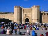 People Gathered in Front of Bab El Mahrouk Gate in Old Fes (Fes El Bali)  Fes  Morocco