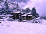Snow Covering Houses in Village  Laya  Bhutan