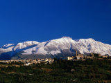 Town with Snow Covered Mountains in Background Tocco Da Casuaria  Abruzzo  Italy