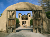 A Vintage Gateway Frames the Sanctuario De Chimayo