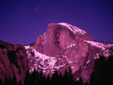 Half Dome with Pink Glow in Moonlight  Yosemite National Park  USA