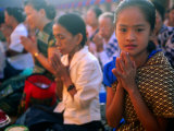 Young Girl in Lao National Dress at Full Moon Festival  Pha That Luang Temple  Vientiane  Laos