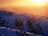 Winter Sunset with Mist from Mt Carruthers  Kosciuszko National Park  New South Wales  Australia