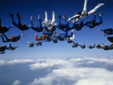 Skydivers Getting into Formation