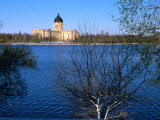 Legislative Building and Wascana Lake After Late Spring Snowfall  Regina  Saskatchewan  Canada
