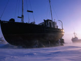 Fishing Boats Beached on Shore of Frobisher Bay for Winter  Iqaluit  Baffin Island  Nunavut  Canada