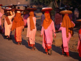 Nuns Collecting Alms Through the Streets  Salay  Yangon  Myanmar (Burma)