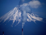Chimney Smoke and Mt Fuji  Mt Fuji  Japan
