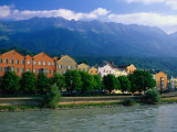 Buildings on Banks of Inn River  Innsbruck  Austria