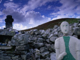 Effigy  Cairn and Stone Cross at 6th Century St Colmba's Chapel  Glencolumbcille  Ireland