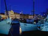 Buildings along Hunter Street and Boats Anchored at Victoria Dock  Hobart  Tasmania  Australia