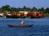 Row Boat Crossing Danang Harbour  Da Nang  Vietnam