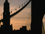 Brooklyn Bridge in Silhouette  New York City  USA