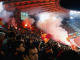 Flares in Curva Sud Stand at Champions League Game Stadio Olimpico  Rome  Italy