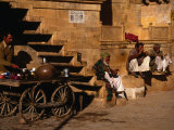 Local Men Sip Tea on Street  Jaisalmer  Rajasthan  India