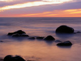 Twilight View of Rock and Surf