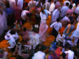 Crowds at Chowk Flower Market During Diwali Festival  Varanasi  Uttar Pradesh  India