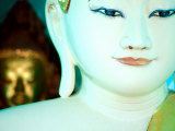 Detail of White Buddha Statue at Shwedagon Paya  Yangon  Myanmar (Burma)