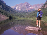 Woman Hiker at Maroon Bells  Aspen  CO