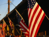 Flags Hanging Outside Diner  Texas  USA