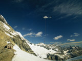 Person Dangles from a Helicopter at Abbot Pass in Yoho National Park