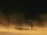 Night Fisherman in a Dugout Canoe on the Zambezi River