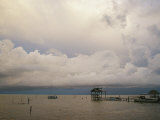 Boats Dock at Cay Caulker at Sunset