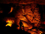 Person Silhouetted against the Limestone Formations of the Pipe Organ
