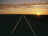 A View at Sunrise of the Indian Pacific Railroad Crossing the Nullarbor Plain
