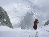 A Man on a Rope in the Karakoram Mountains  Pakistan