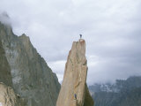 A Climber Stands Atop Tahir Tower  Karakoram Mountains  Pakistan