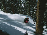 A Skier Skiing Backcountry Powder