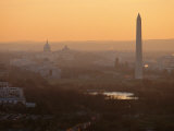 Hazy View of the City with the Washington Monument in the Foreground