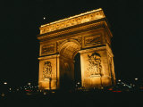The Arc De Triomphe Lit up at Night