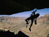 A Climber Uses Aid to Scale an Overhang on the South Rim