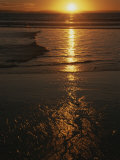 A Yellow Sunset Reflected Upon the Water at Manhattan Beach