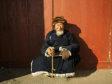A Man Sits in the Sun in Ulaanbaatar  Mongolia