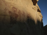 Indian Pictographs Cover a Sandstone Wall