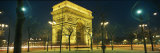 Night View of the Illuminated Arc De Triomphe in Paris