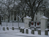 Christmas Wreaths Add a Touch of Color to Snow-Covered White House