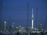 Auckland Skyline with Skytower at Dusk and Halyards in Foreground