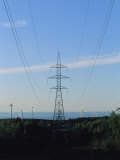 Power Lines Lead from Windmills Overlooking the Bay of Fundy