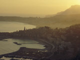 Town of Menton  France  on the Mediterranean  at Dusk