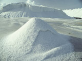 Piles of Salt Harvested from the Sea Resemble Snow Drifts