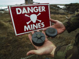 Deactivated Mines Held by a British Explosives Expert