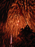 Fourth of July Fireworks Illuminate the Sky Behind the Iwo Jima Monument