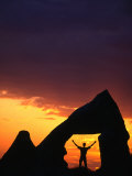 Man Silhouetted in Rock Opening at Sunset  Goreme  Nevsehir  Turkey